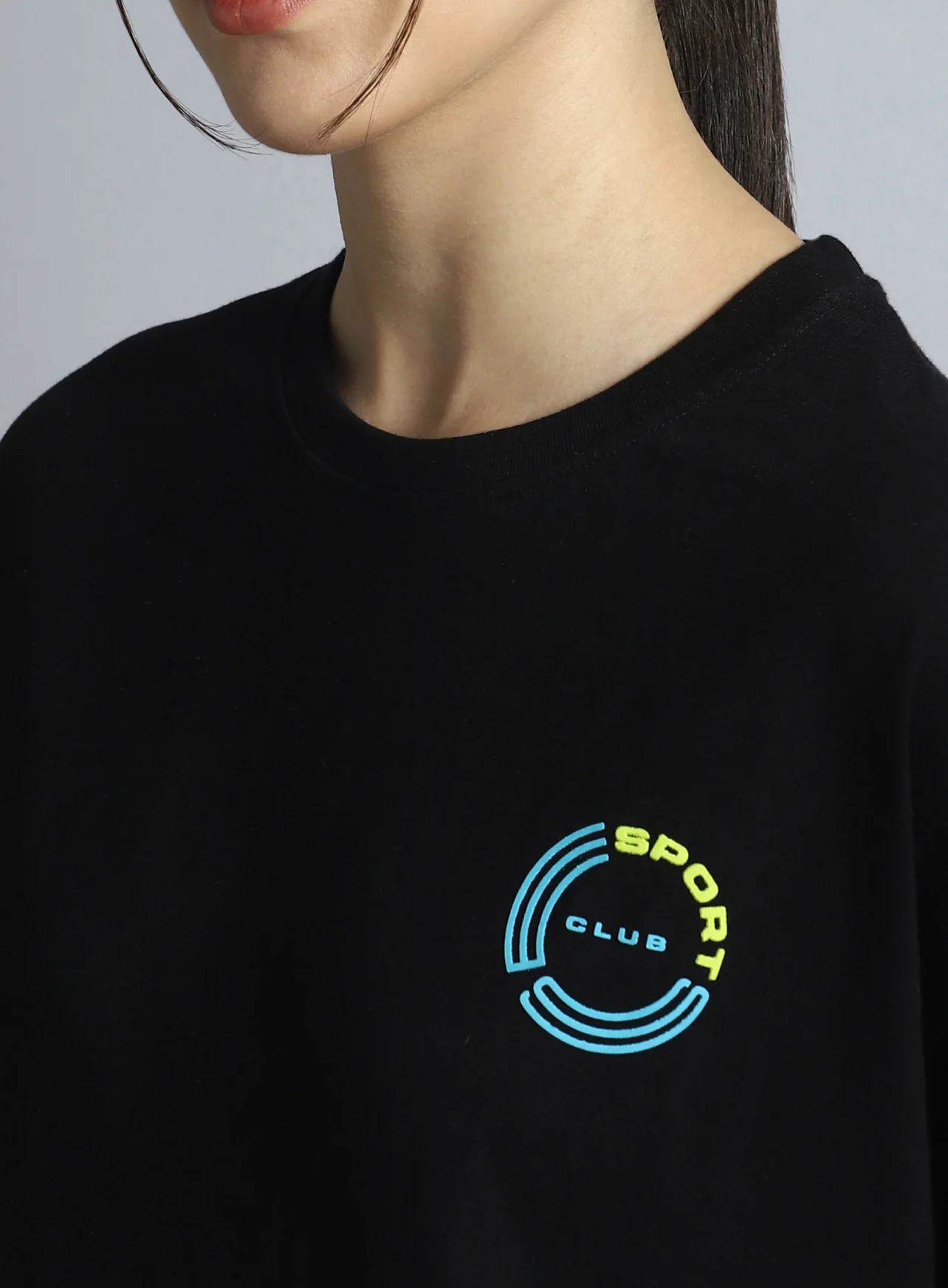 Women's Black Sports Club Relaxed fit T-shirt - Image 7