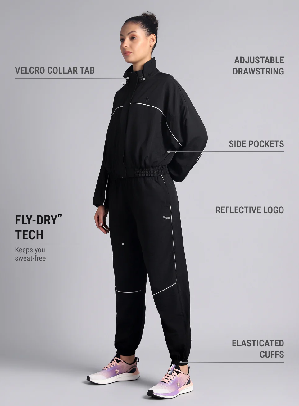Women's Black Sporty Outrun Track Suit - Image 5