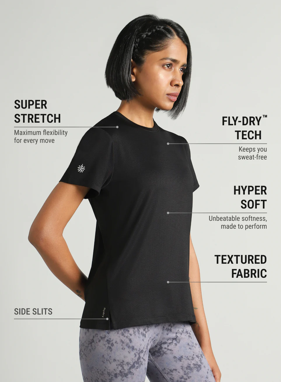 Women's Black Swift Back Vent Training T-shirt - Image 5