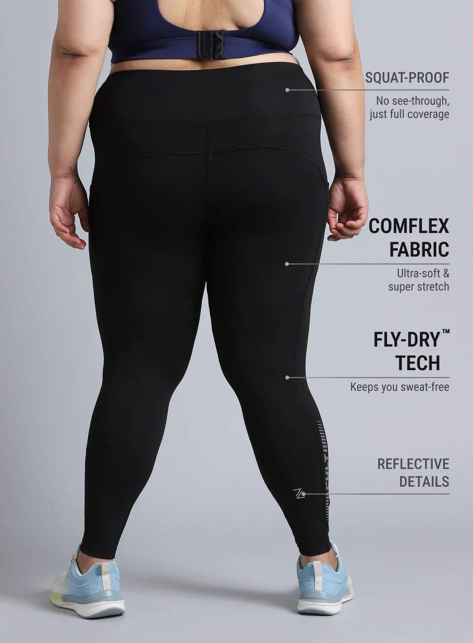 Women's Black the Run Project Comflex Plus Size Tights - Image 6