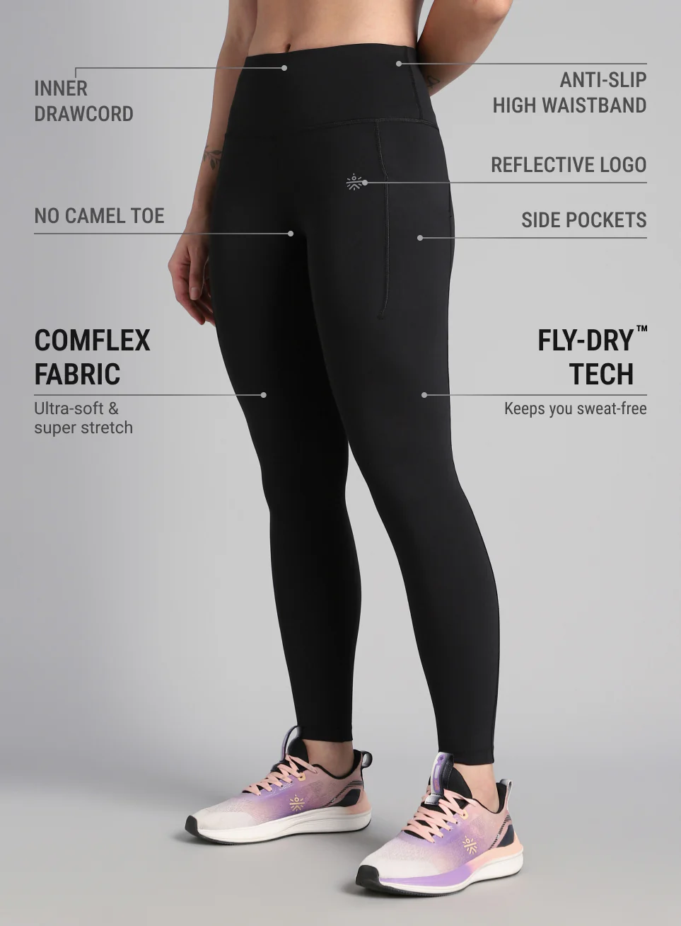 Women's Black The Run Project Comflex Tights - Image 5