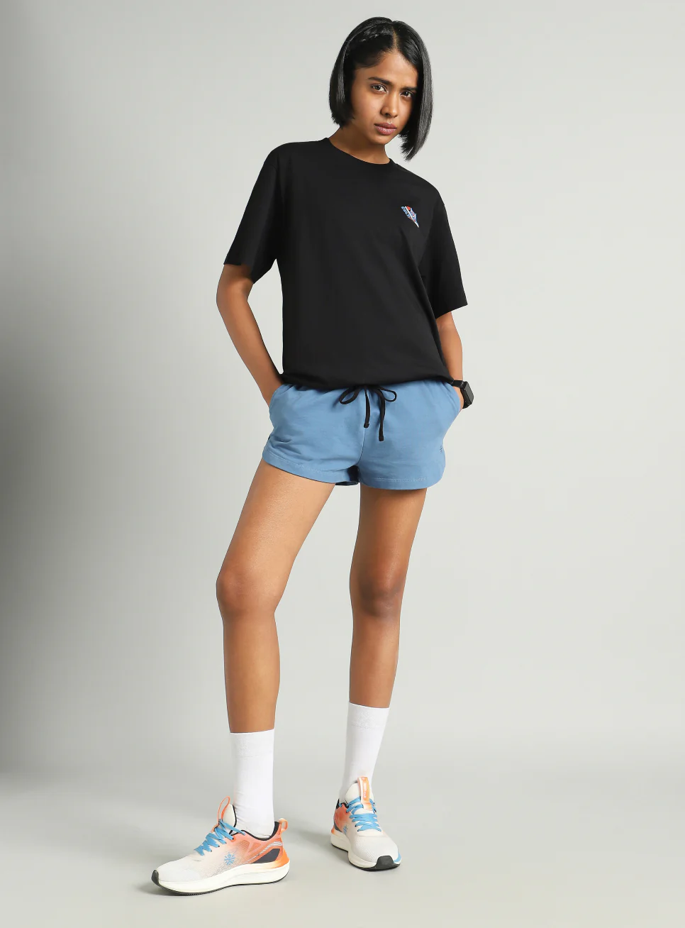 Women's Black Tie Up Relaxed Fit T-shirt - Image 2