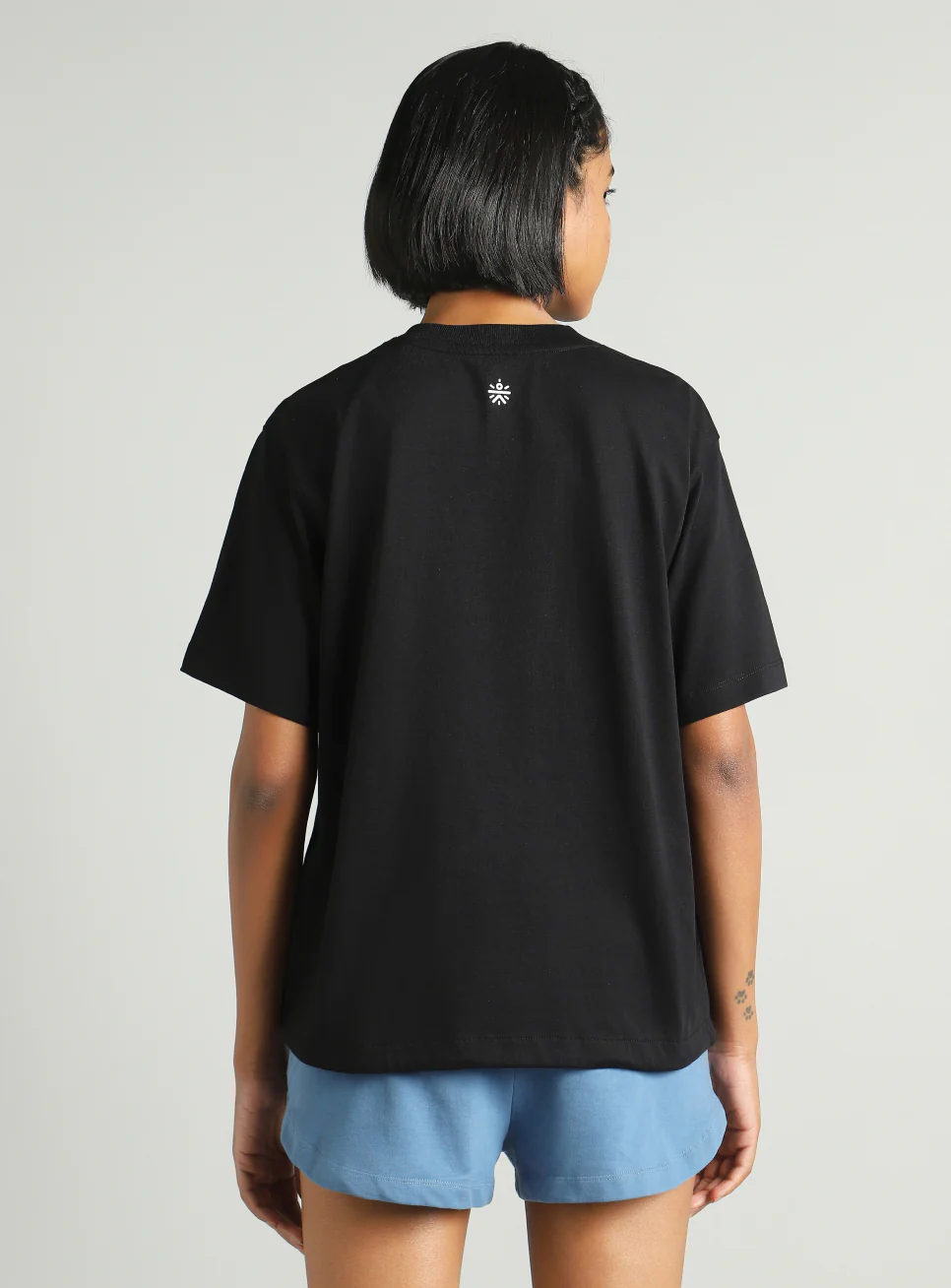 Women's Black Tie Up Relaxed Fit T-shirt - Image 6