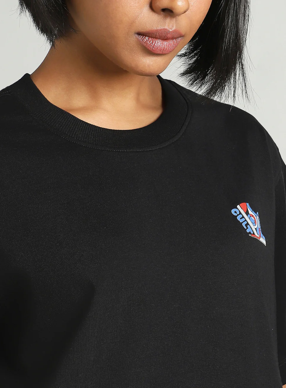 Women's Black Tie Up Relaxed Fit T-shirt - Image 7