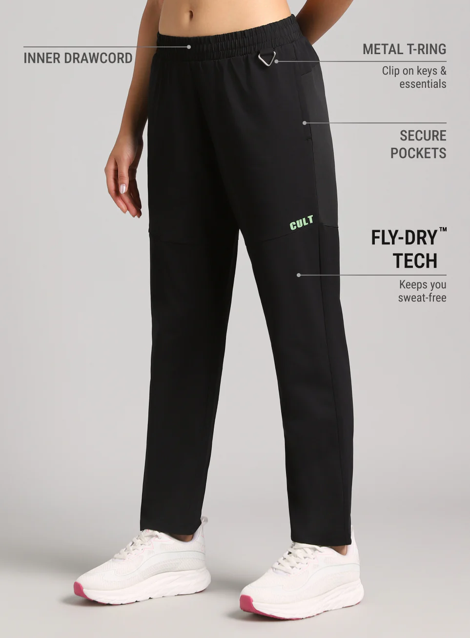 Women's Black Trail Blaze Travel Trackpants - Image 5