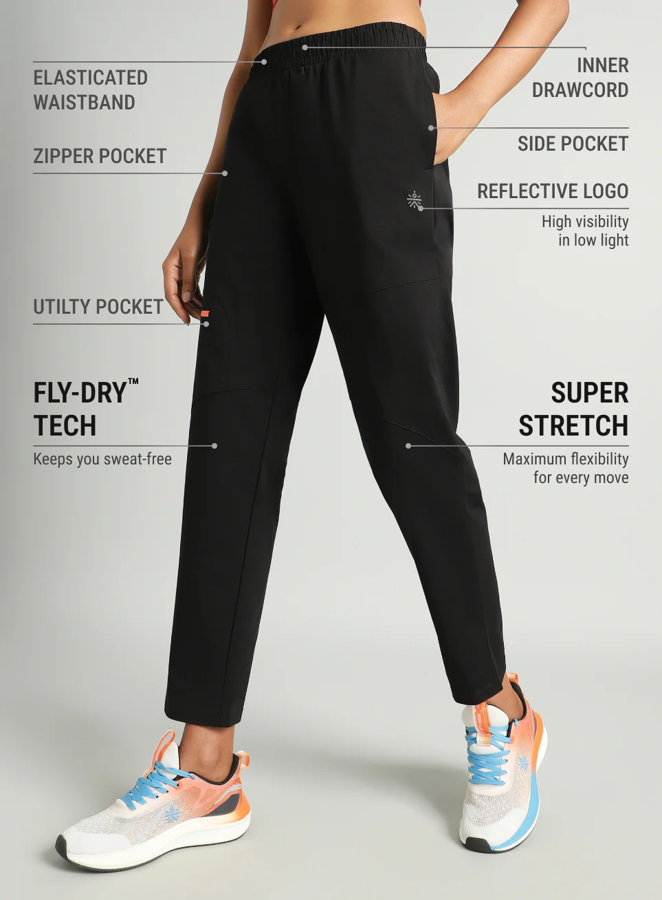 Women's Black Trail Run Day Trackpants - Image 5