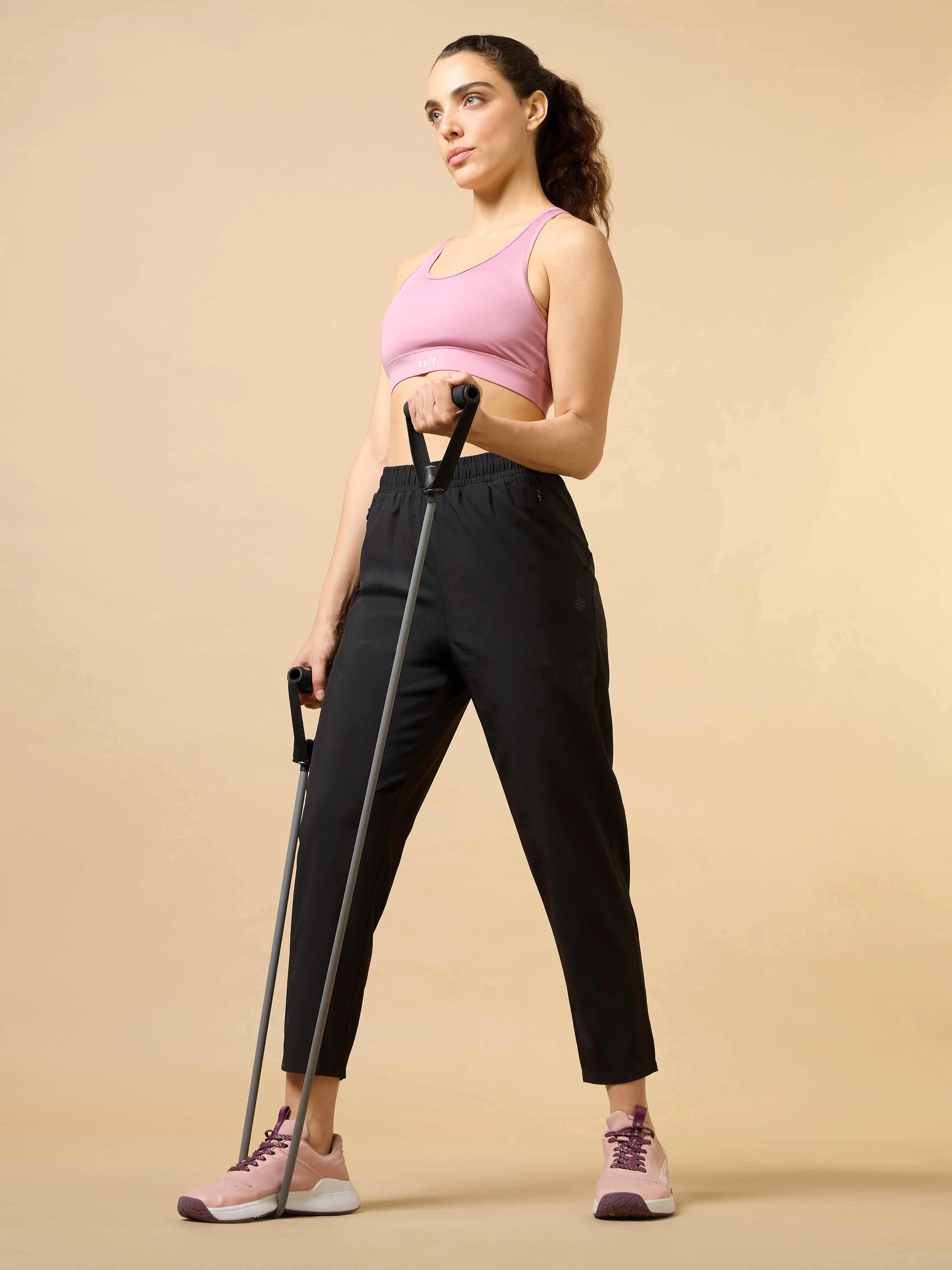 Women's Black Training All Form Cropped Trackpants - Image 3