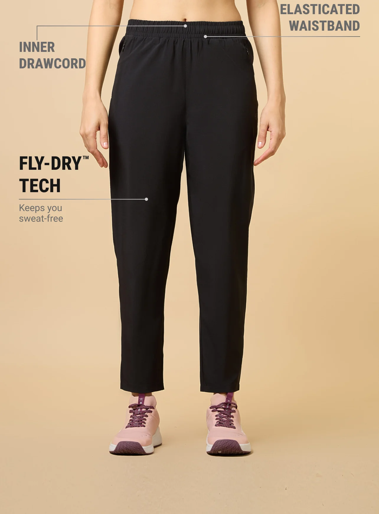 Women's Black Training All Form Cropped Trackpants - Image 4