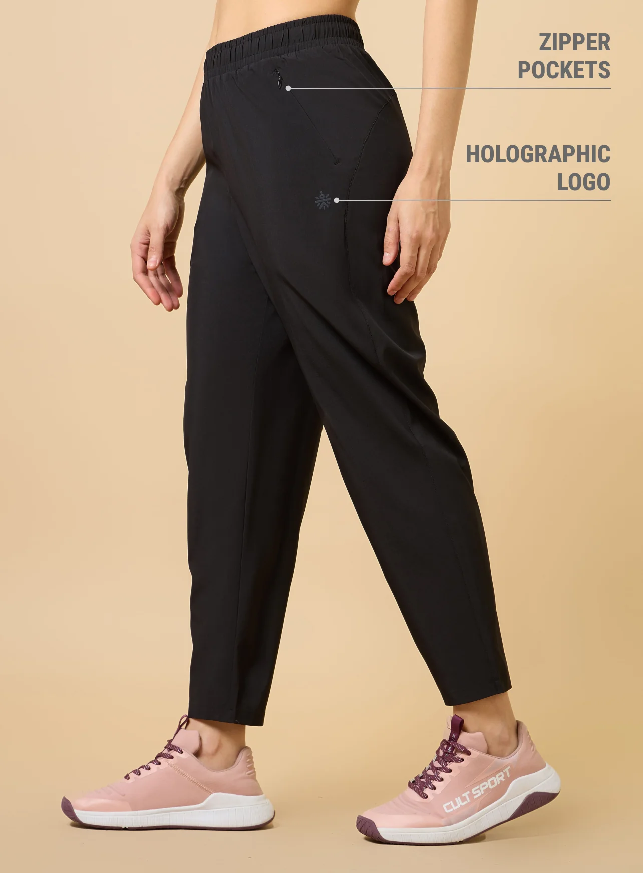 Women's Black Training All Form Cropped Trackpants - Image 5