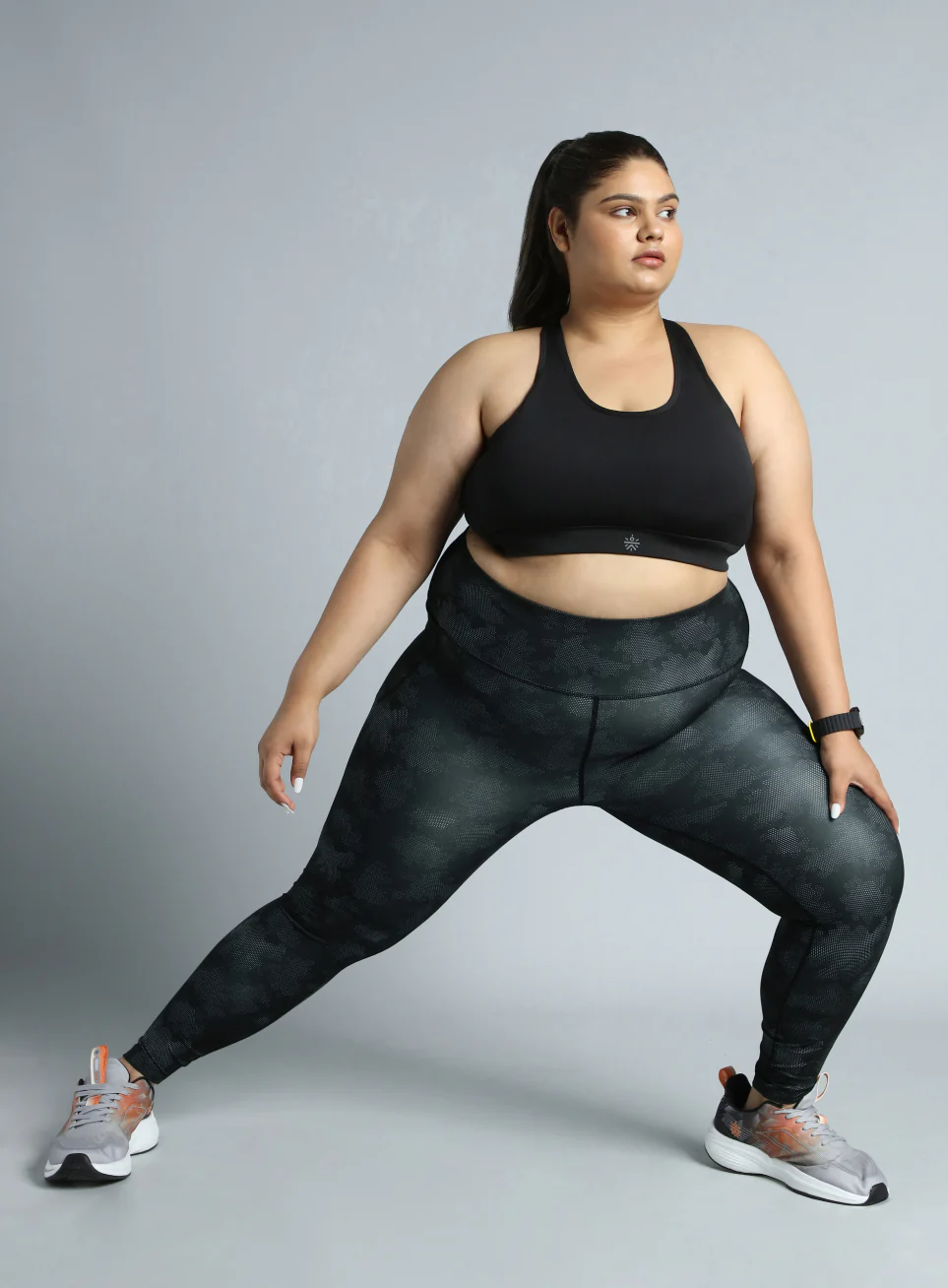 Women's Black Training Essential Plus Size Printed Tights - Image 2