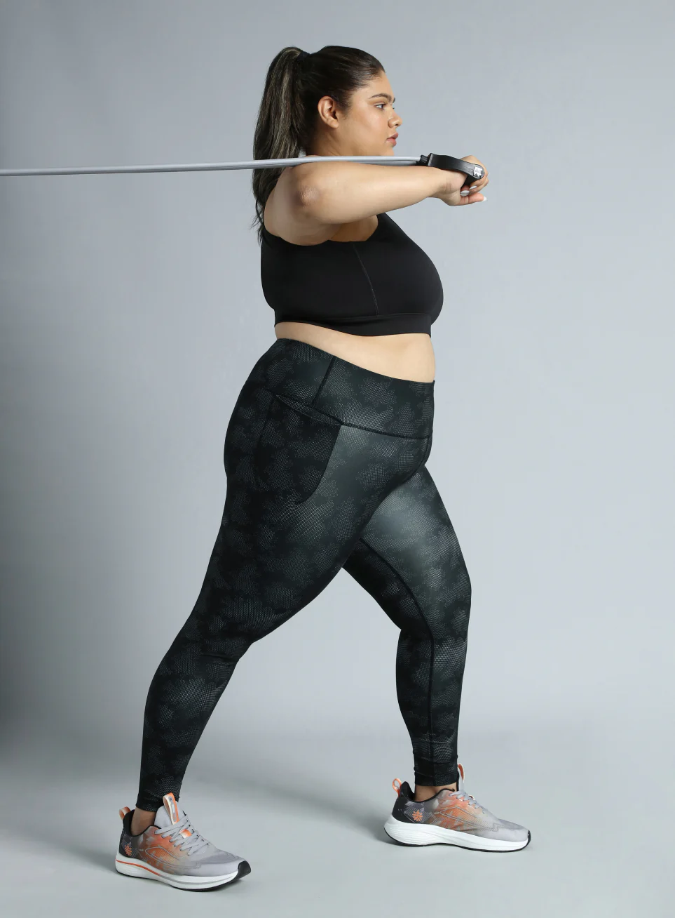 Women's Black Training Essential Plus Size Printed Tights - Image 3