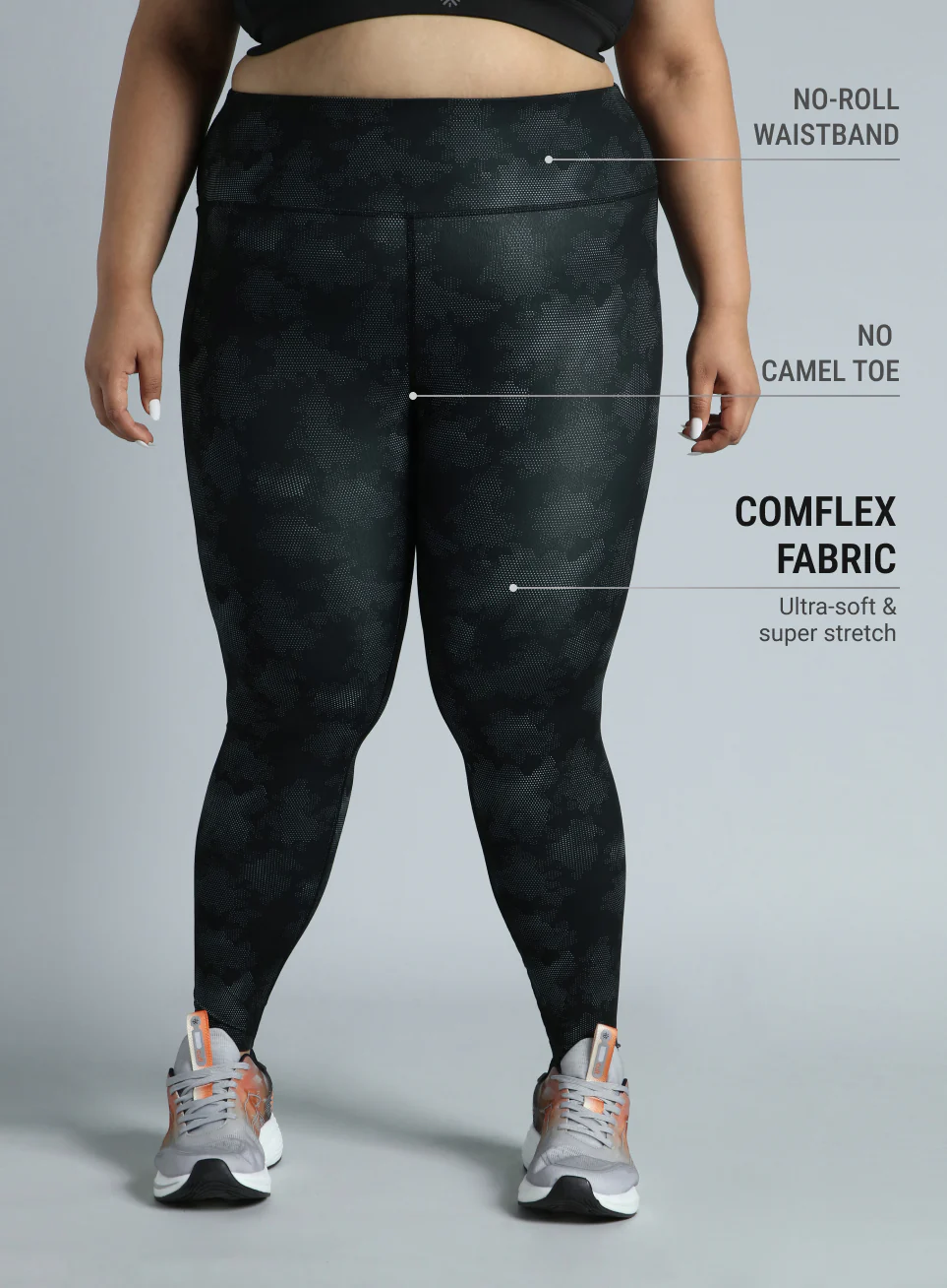 Women's Black Training Essential Plus Size Printed Tights - Image 4
