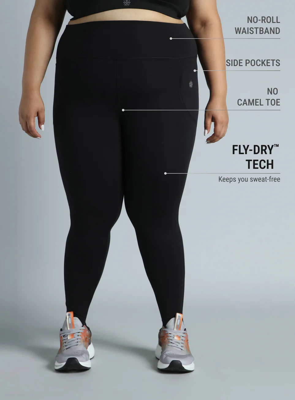 Women's Black Training Essential Plus Size Tights - Image 4