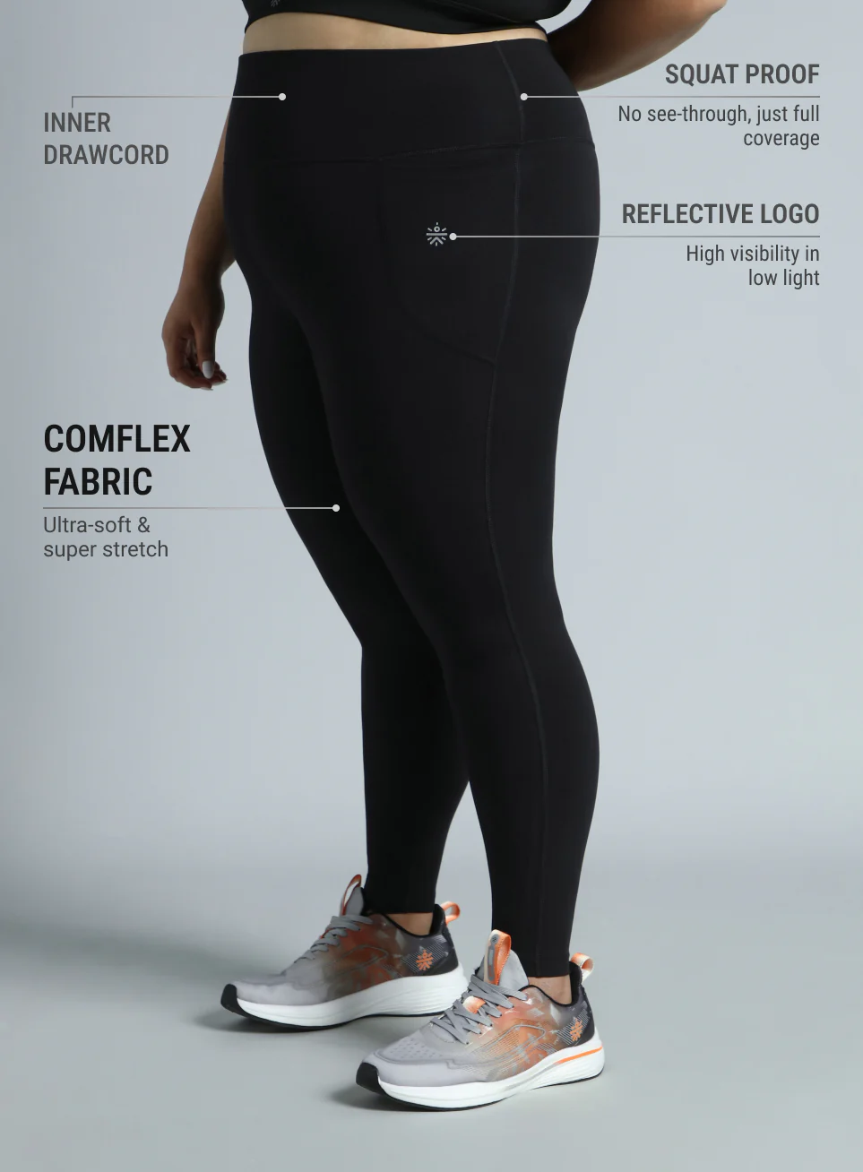 Women's Black Training Essential Plus Size Tights - Image 5