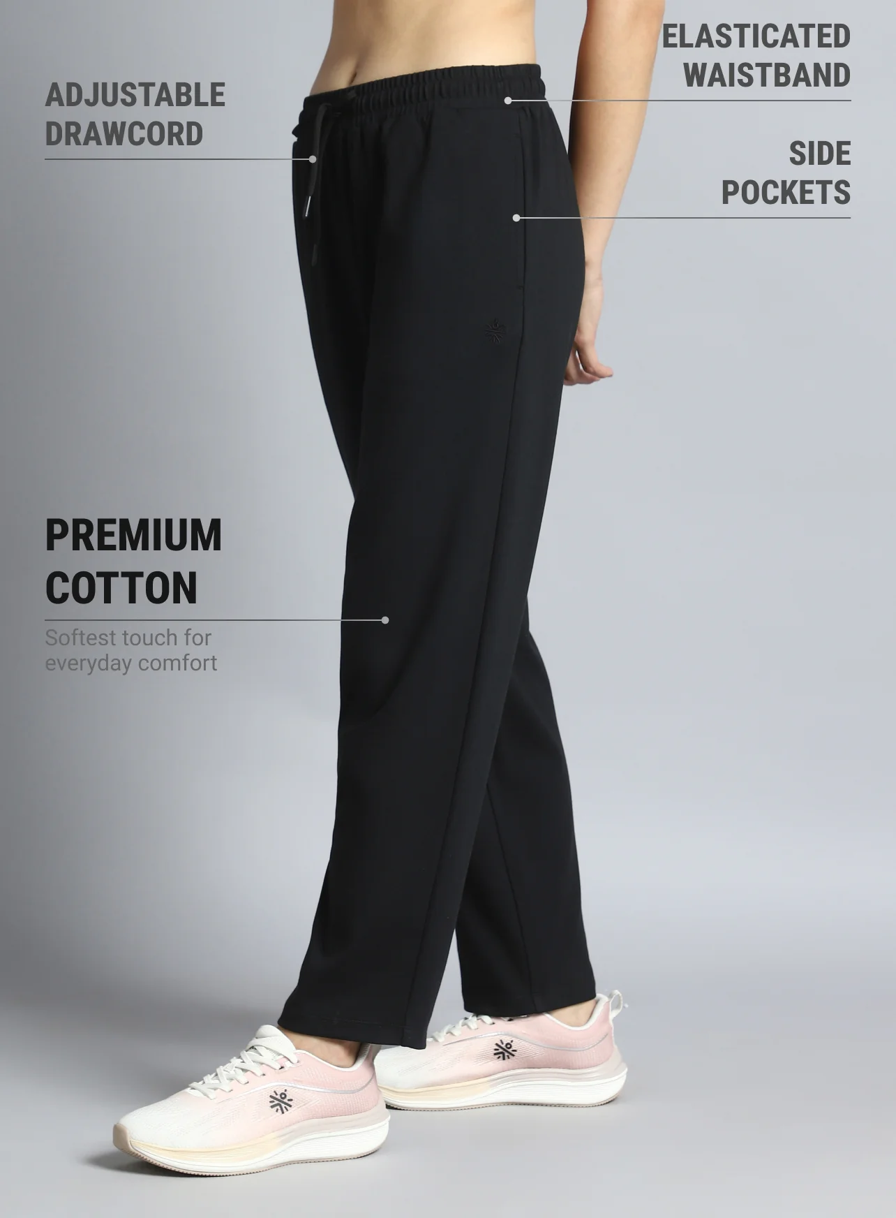 Women's Black Traveller Tapered Fit Trackpants - Image 5