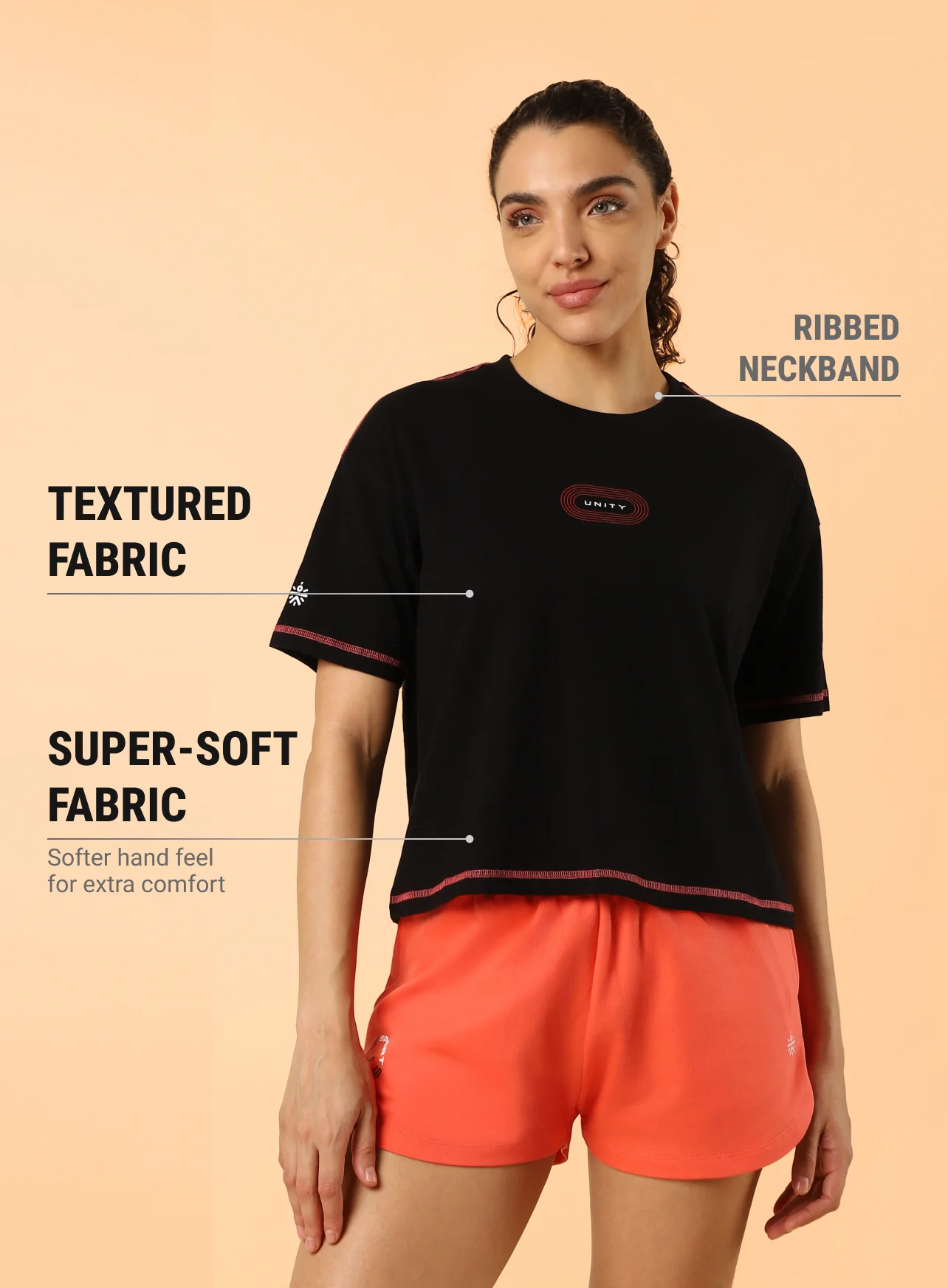 Women's Black Unity Boxy Crop fit Top - Image 4
