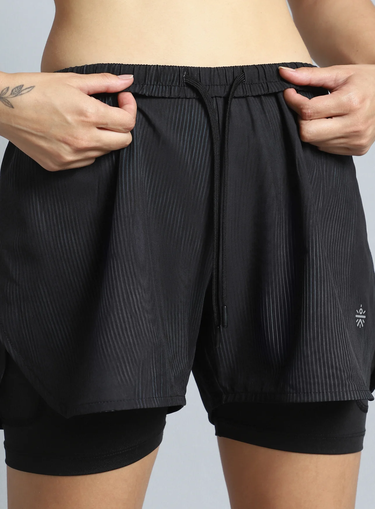 Women's Black Urban Camo Run Built-in Shorts - Image 10