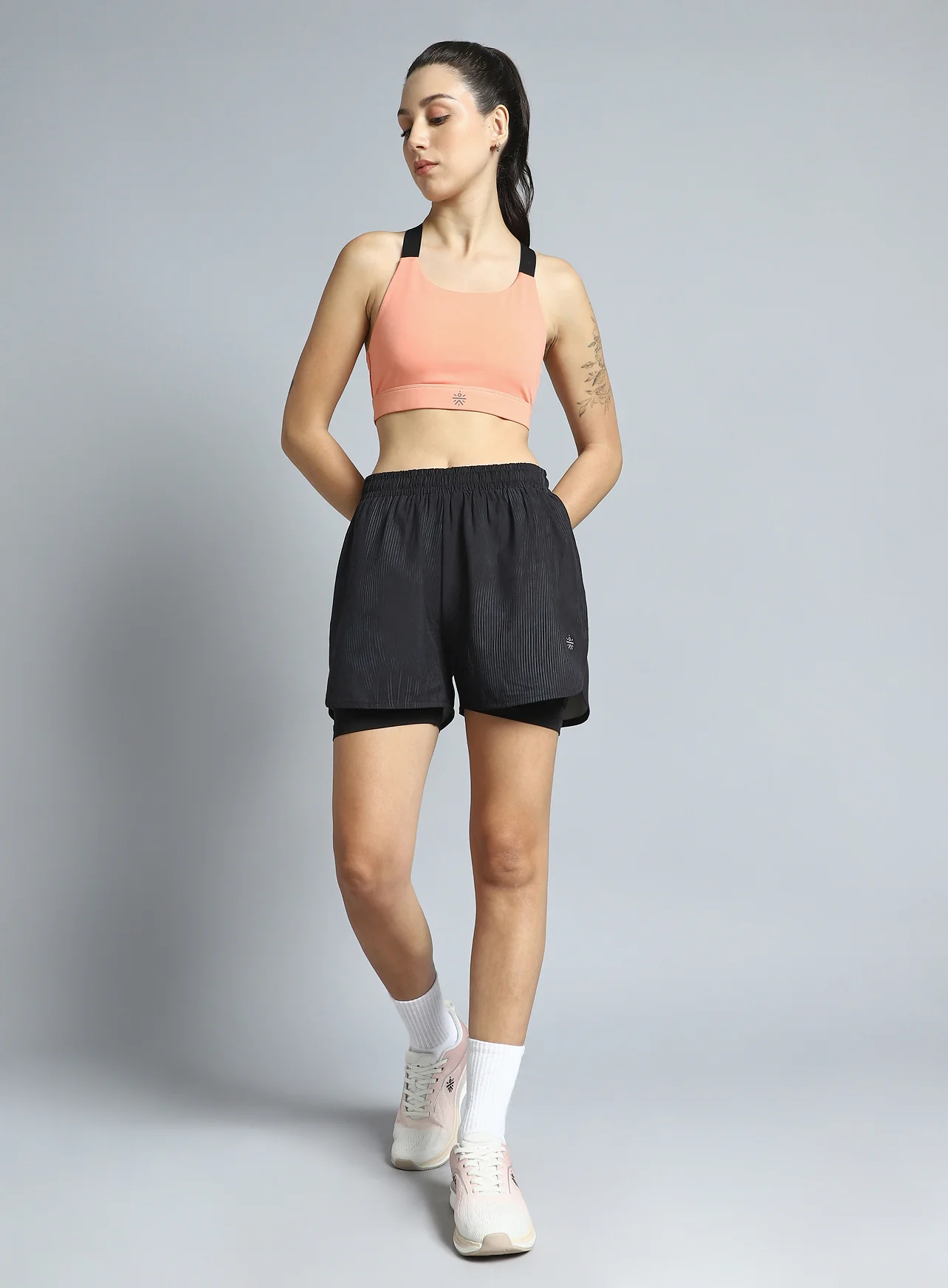 Women's Black Urban Camo Run Built-in Shorts - Image 3