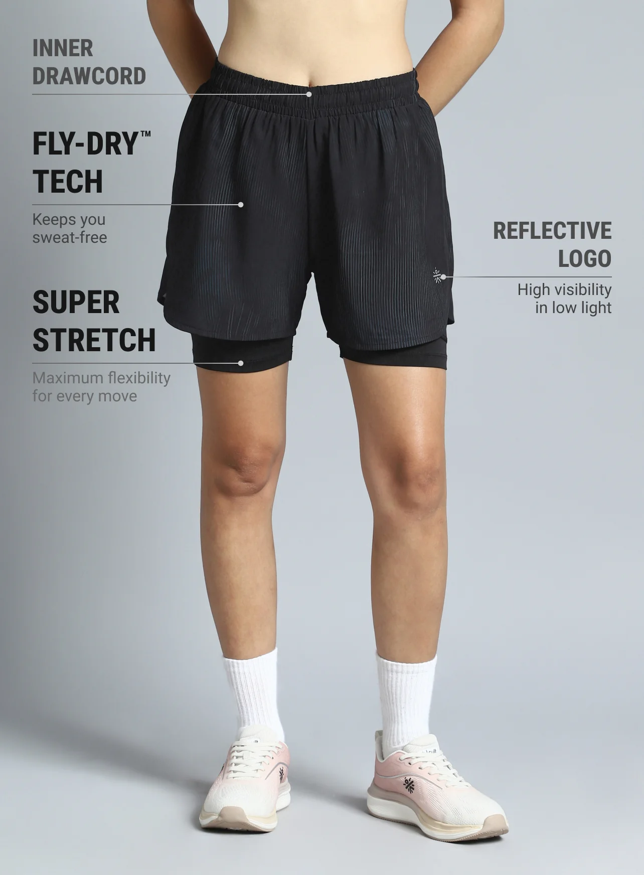Women's Black Urban Camo Run Built-in Shorts - Image 4