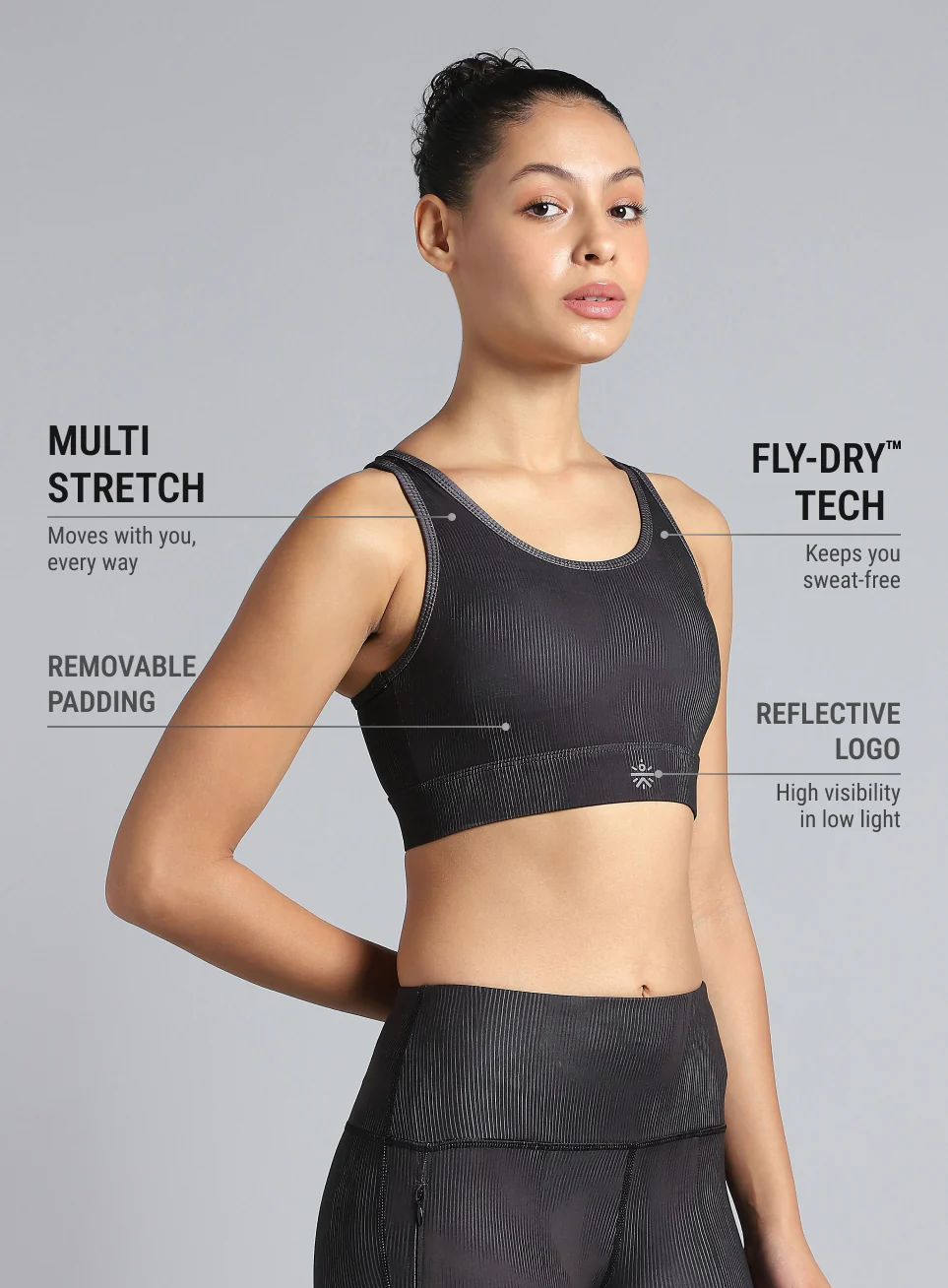 Women's Black Urban Camo Running High Support Bra - Image 5