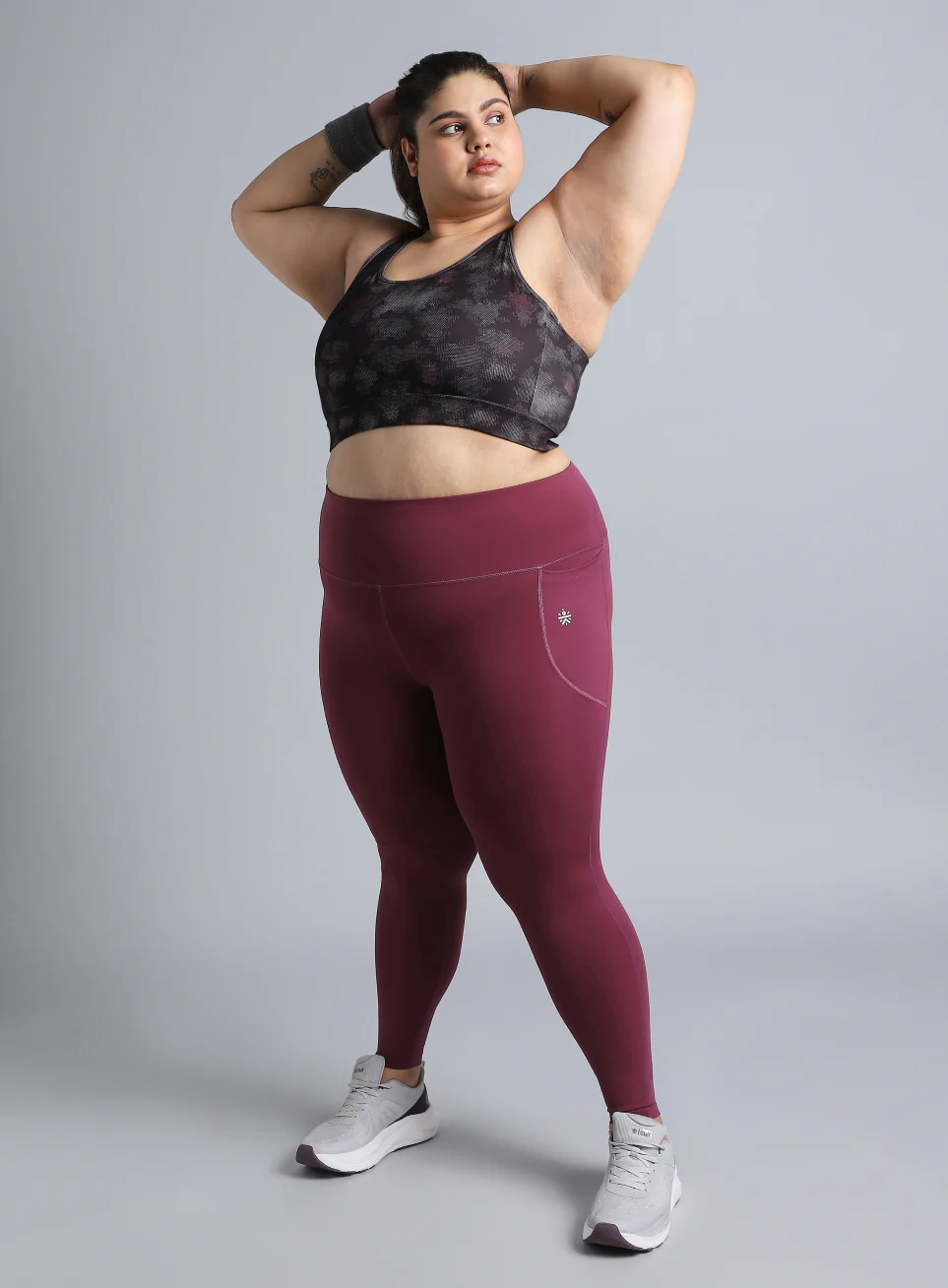 Women's Black Urban Camo Running High Support Plus Size Bra - Image 2