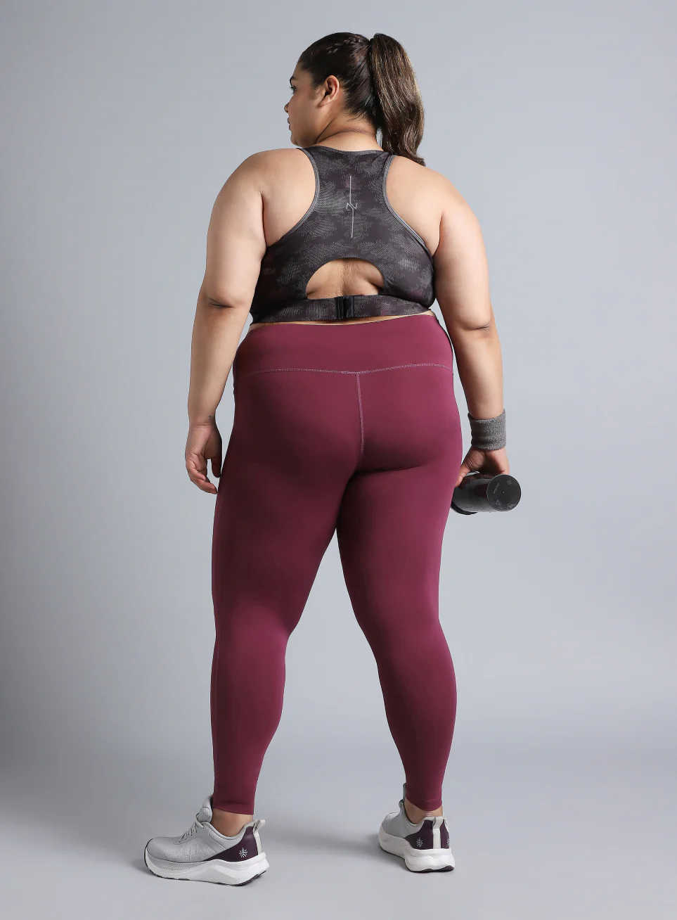 Women's Black Urban Camo Running High Support Plus Size Bra - Image 3