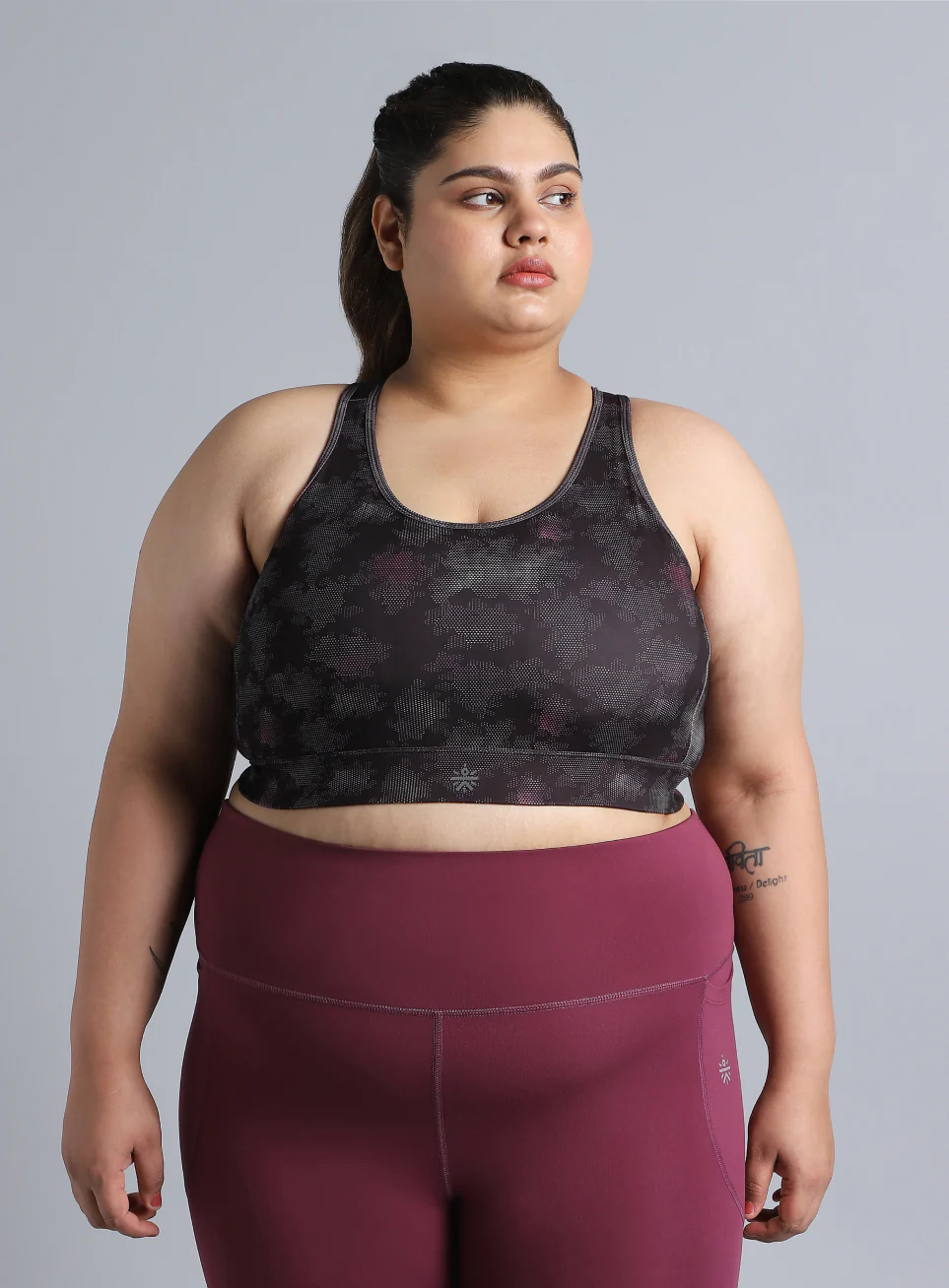 Women's Black Urban Camo Running High Support Plus Size Bra - Image 4