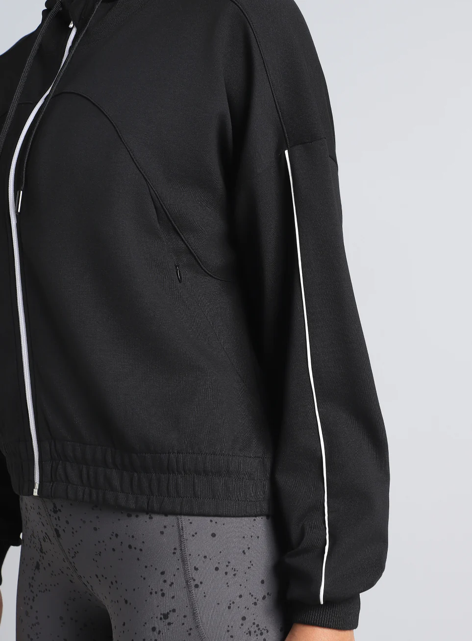 Women's Black Workout Essential Cropped Jacket - Image 11