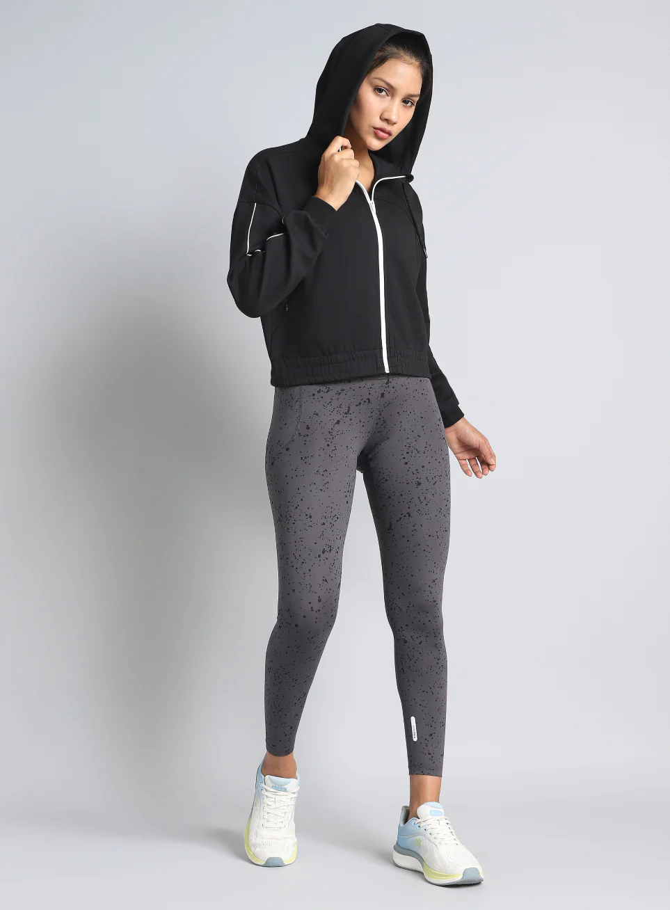 Women's Black Workout Essential Cropped Jacket - Image 3