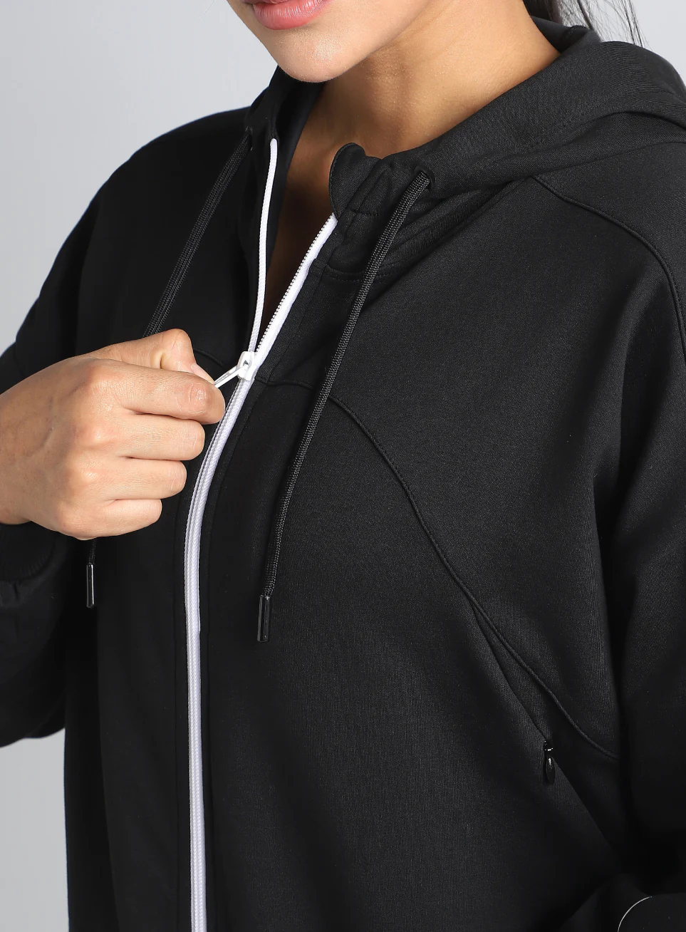 Women's Black Workout Essential Cropped Jacket - Image 8