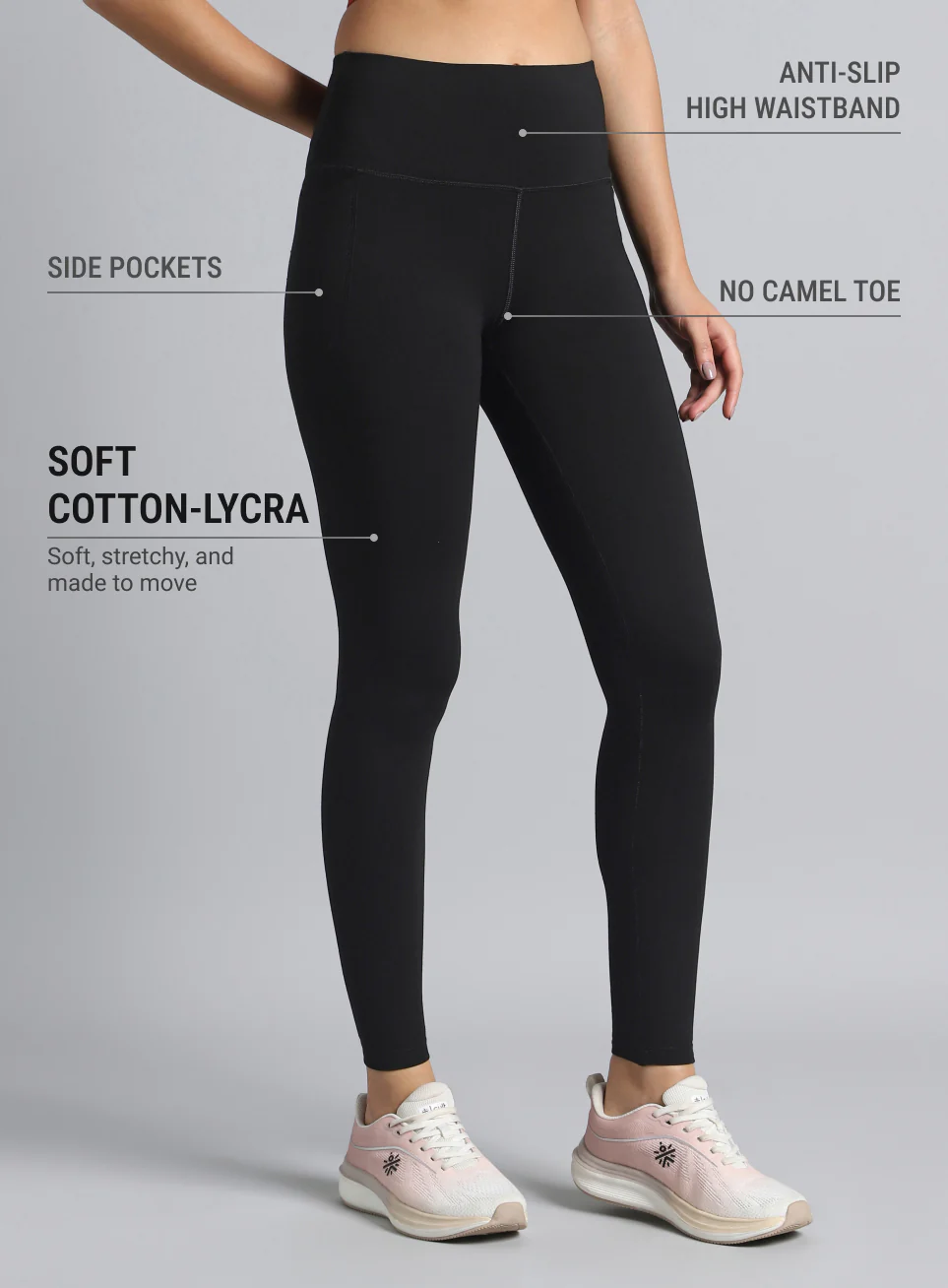 Women's Black Yoga Flow Cotton Graphic Tights - Image 5