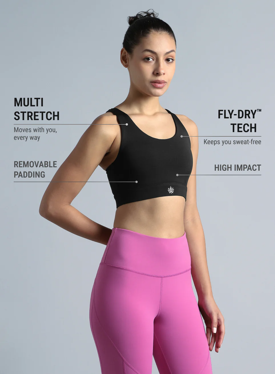 Women's Black Yoga Flow High Support Bra - Image 5