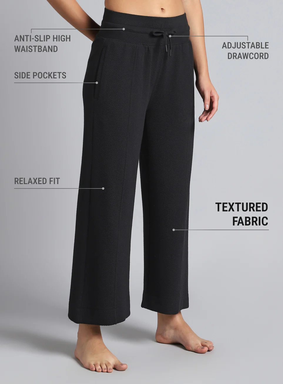 Women's Black Yoga Flow Wide Leg Pants - Image 5