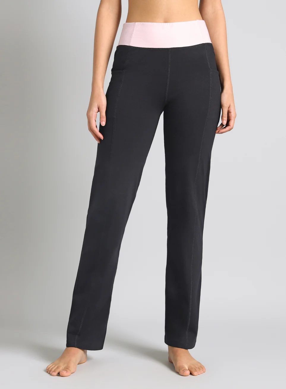 Women's Black Yoga Straight Fit Trackpants - Image 4