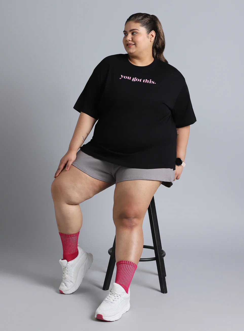Women's Black You Got This Oversized Fit Plus Size T-shirt - Image 2