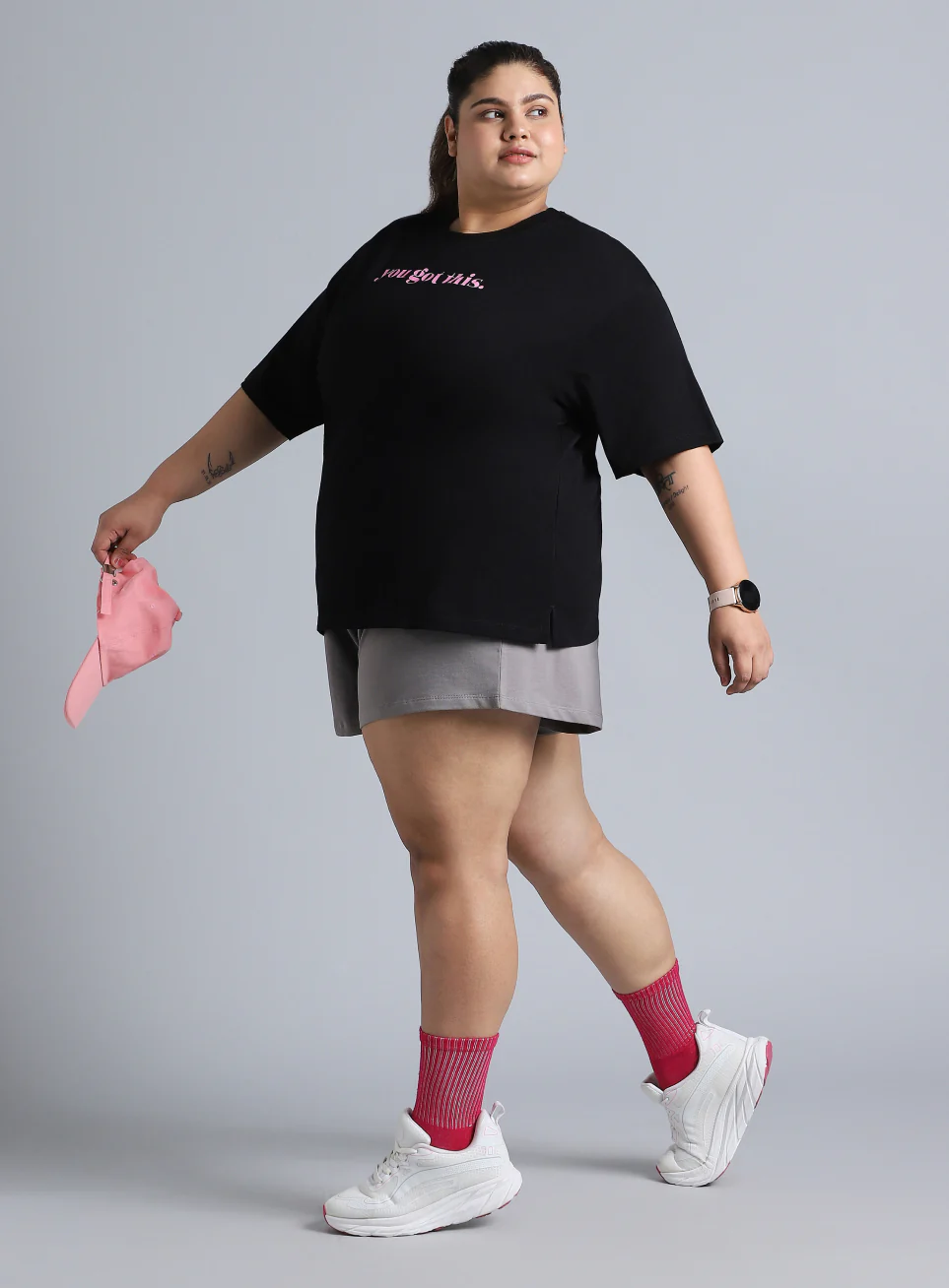 Women's Black You Got This Oversized Fit Plus Size T-shirt - Image 3