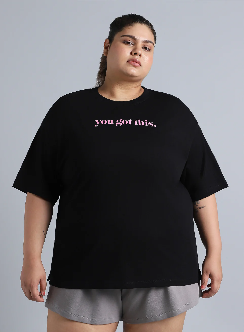 Women's Black You Got This Oversized Fit Plus Size T-shirt - Image 4