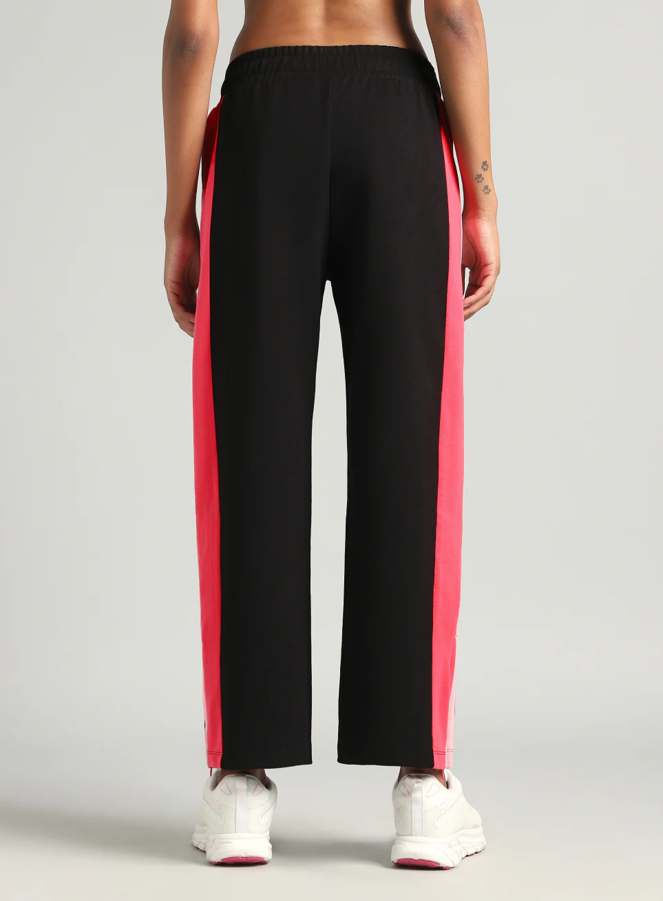 Women's Black Zip Bottom Flare Straight Fit Trackpants - Image 6