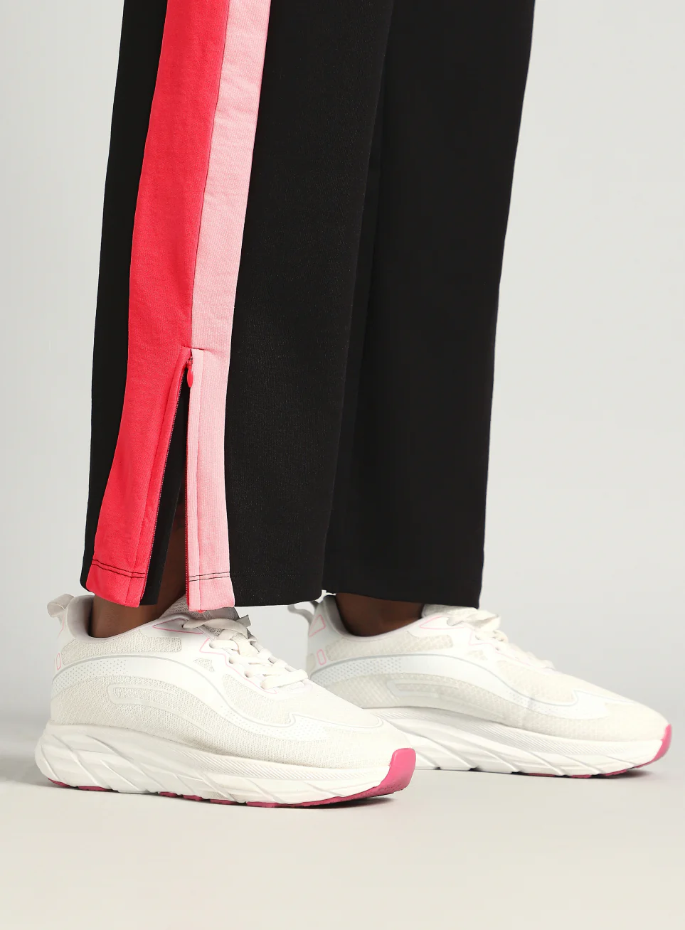 Women's Black Zip Bottom Flare Straight Fit Trackpants - Image 8