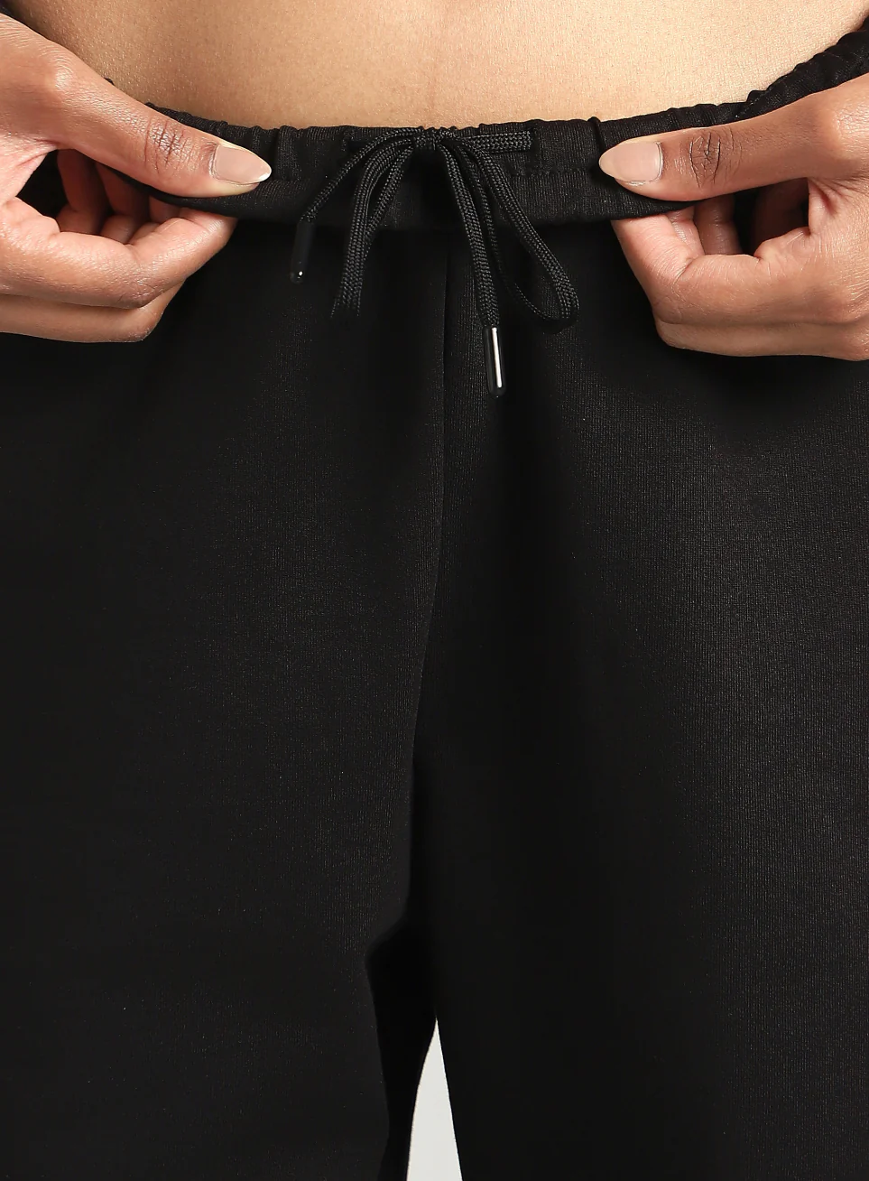 Women's Black Zip Bottom Flare Straight Fit Trackpants - Image 9