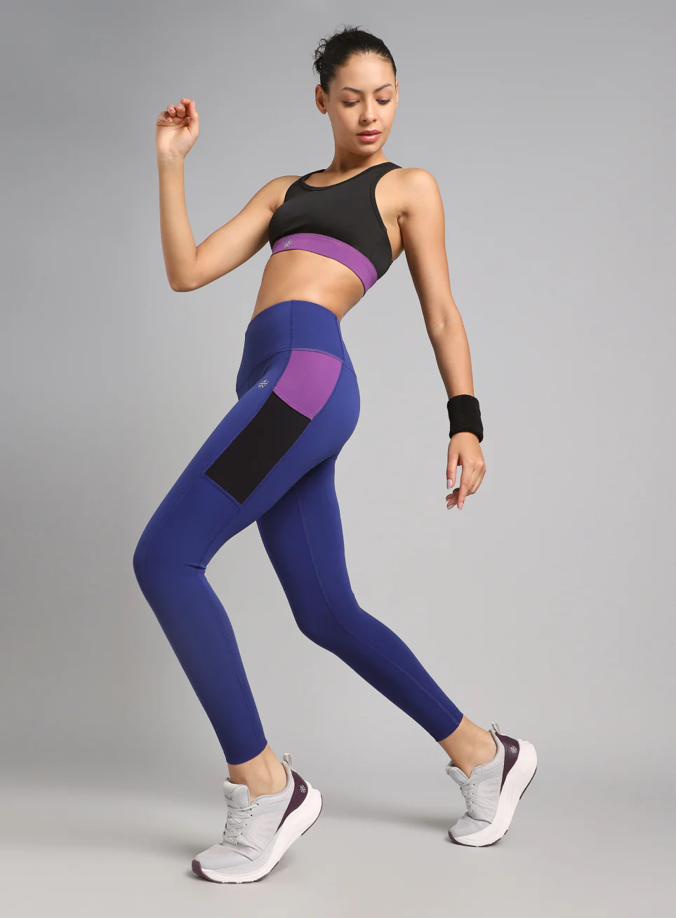 Women's Blue AbsoluteFit Neon Pop Leggings with Side Pockets - Image 2