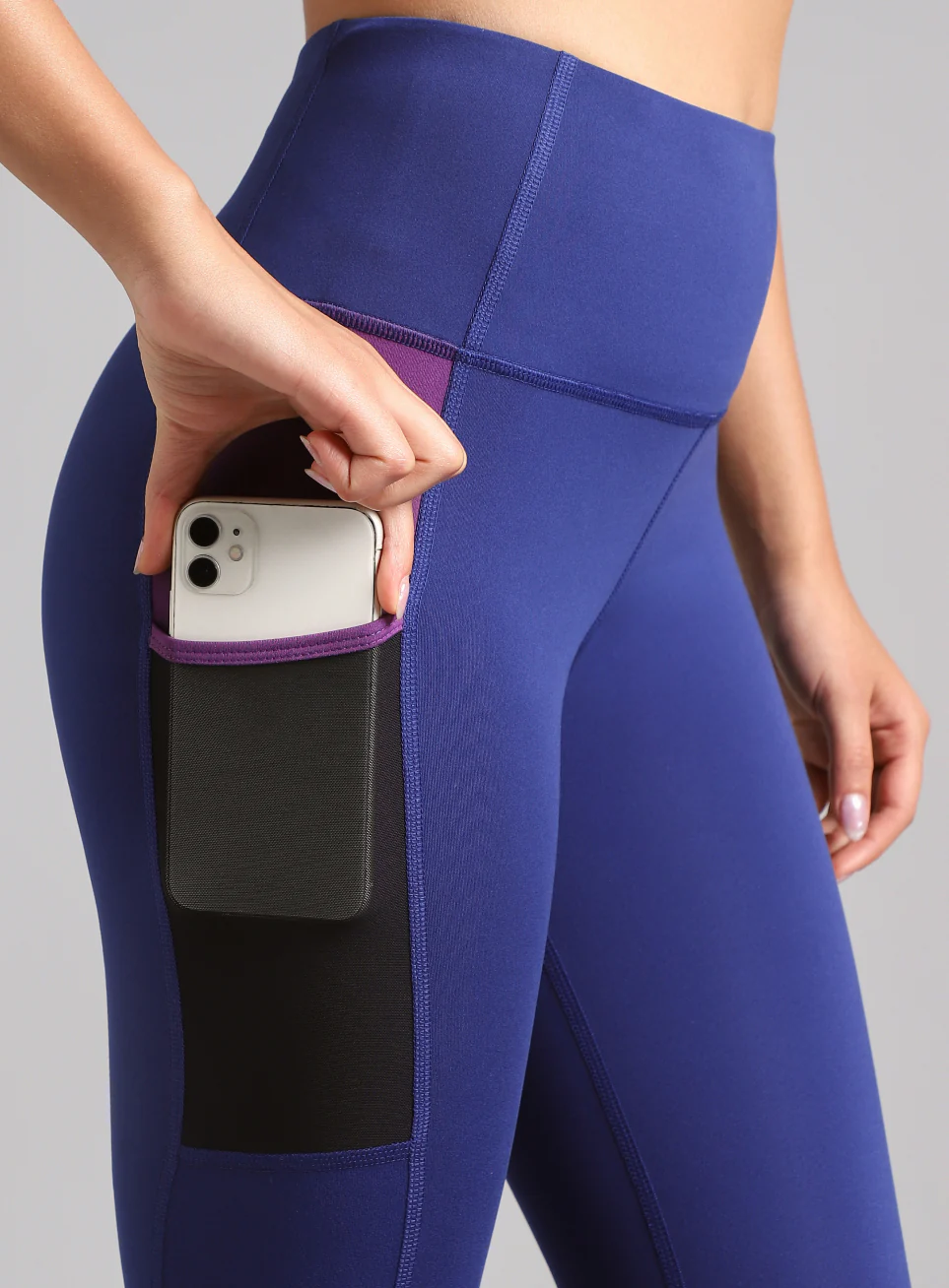 Women's Blue AbsoluteFit Neon Pop Leggings with Side Pockets - Image 7