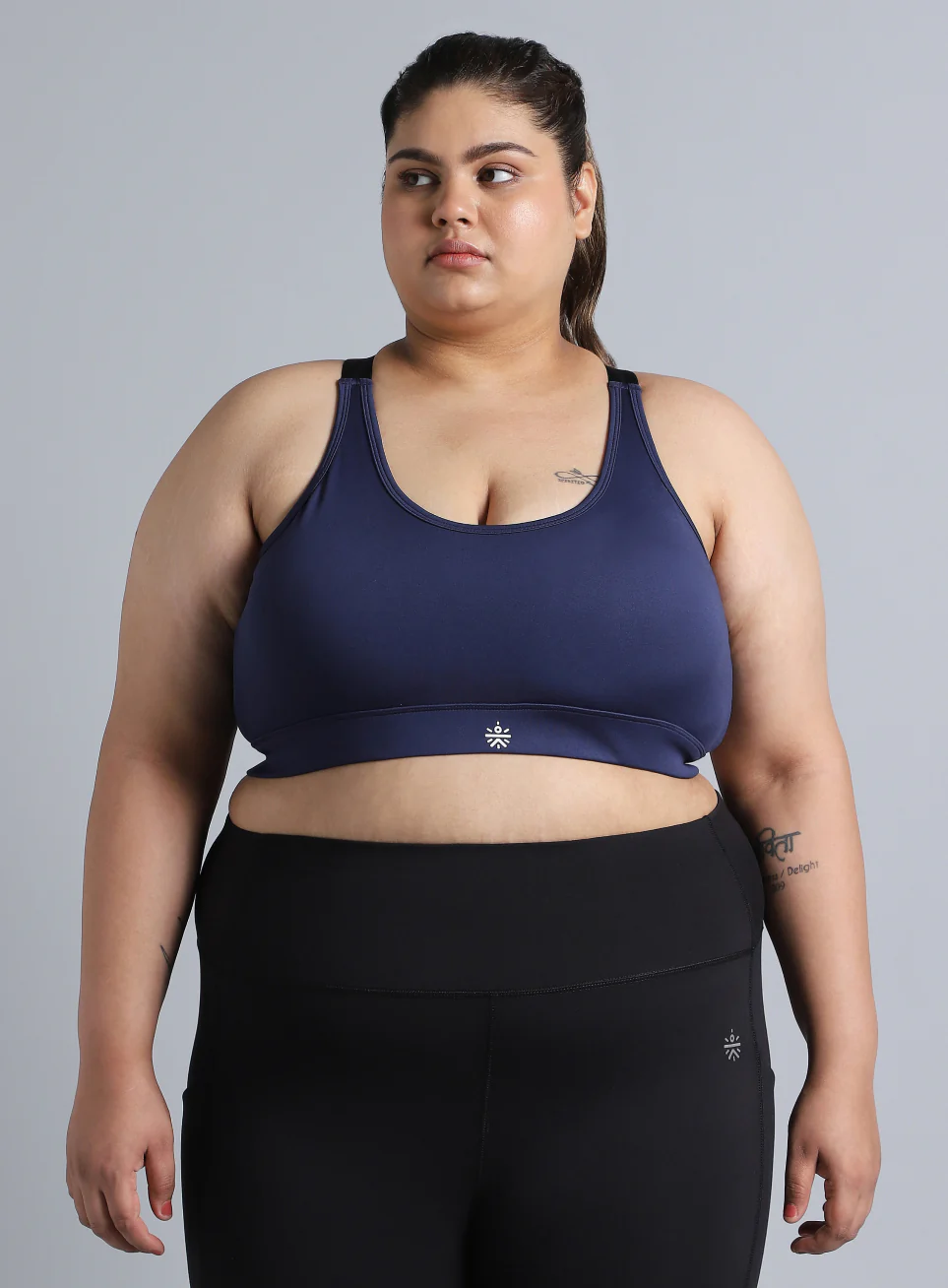 Women's Blue Adjustable Strap Training High Support Plus Size Sports Bra - Image 4