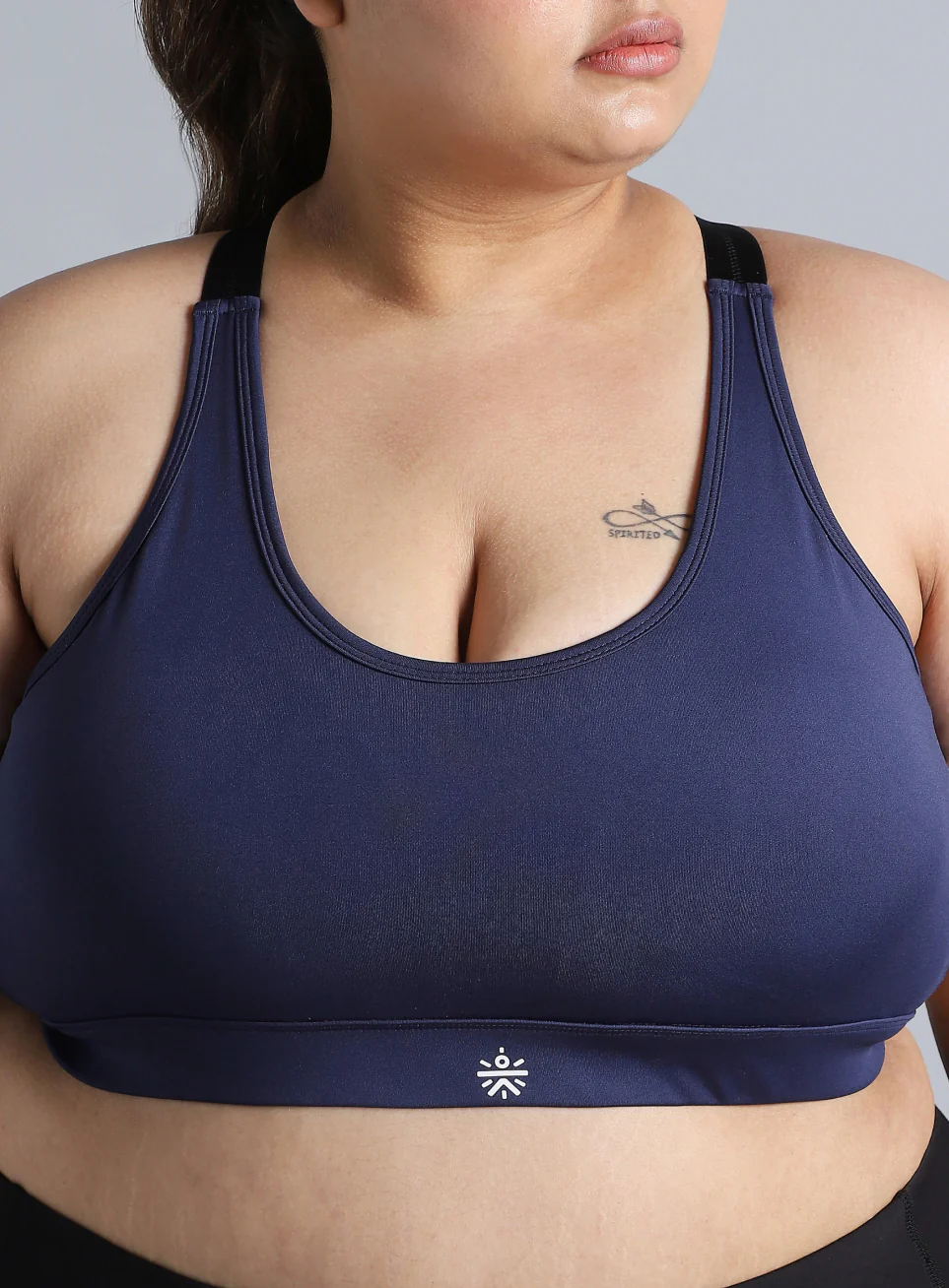 Women's Blue Adjustable Strap Training High Support Plus Size Sports Bra - Image 7