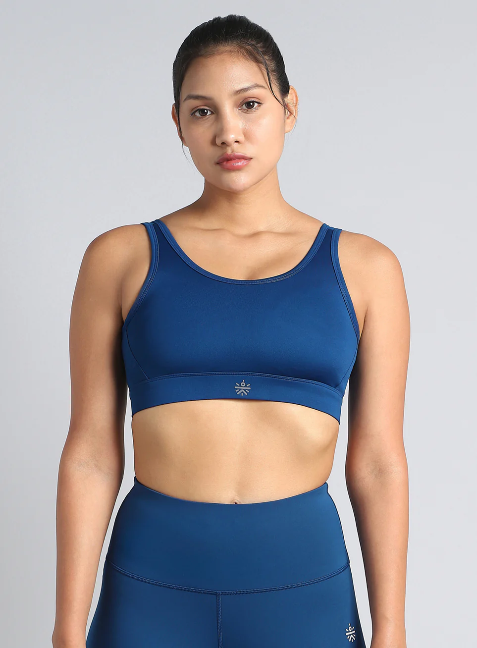 Women's Blue AOP Cross Over High Impact Bra - Image 4