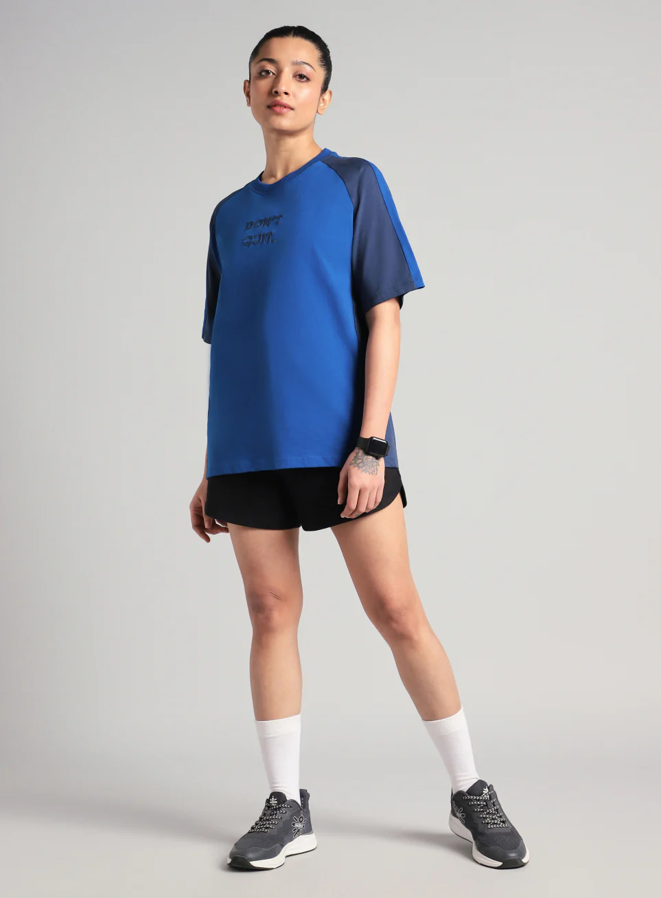Women's Blue Classic Power Block Oversized Fit T-shirt - Image 2