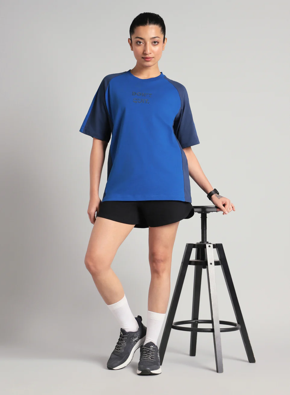 Women's Blue Classic Power Block Oversized Fit T-shirt - Image 3