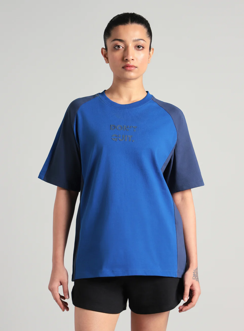 Women's Blue Classic Power Block Oversized Fit T-shirt - Image 4