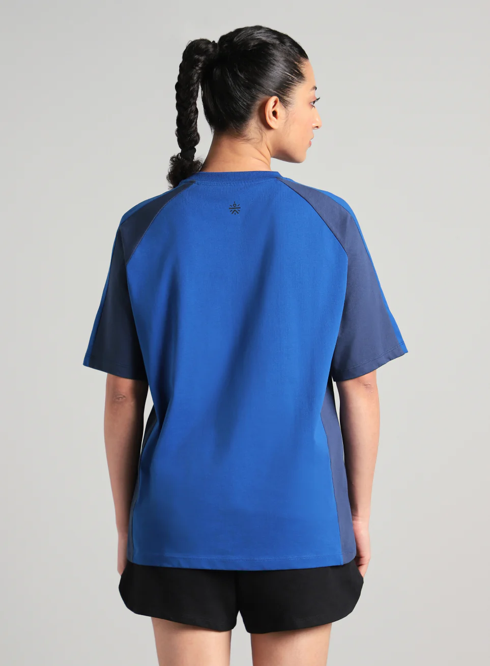Women's Blue Classic Power Block Oversized Fit T-shirt - Image 6