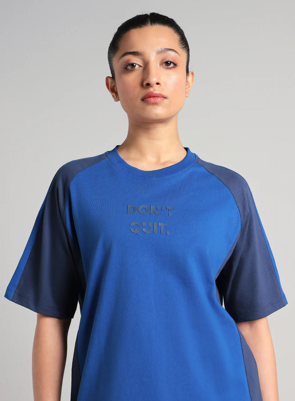 Women's Blue Classic Power Block Oversized Fit T-shirt - Image 7